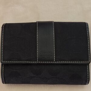 Coach Black Leather Compact Wallet